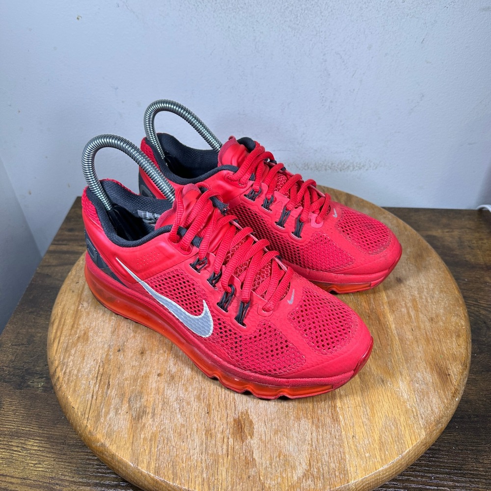 Nike Air Max 2013 Red Silver Running Shoes 555363-600 Womens 6